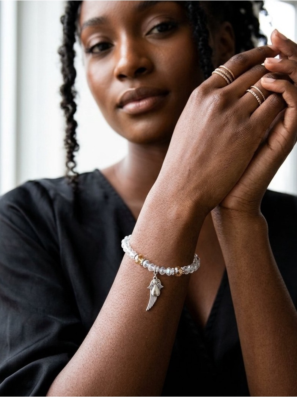 Elegant Silver and Gold Angel Charm Bracelet